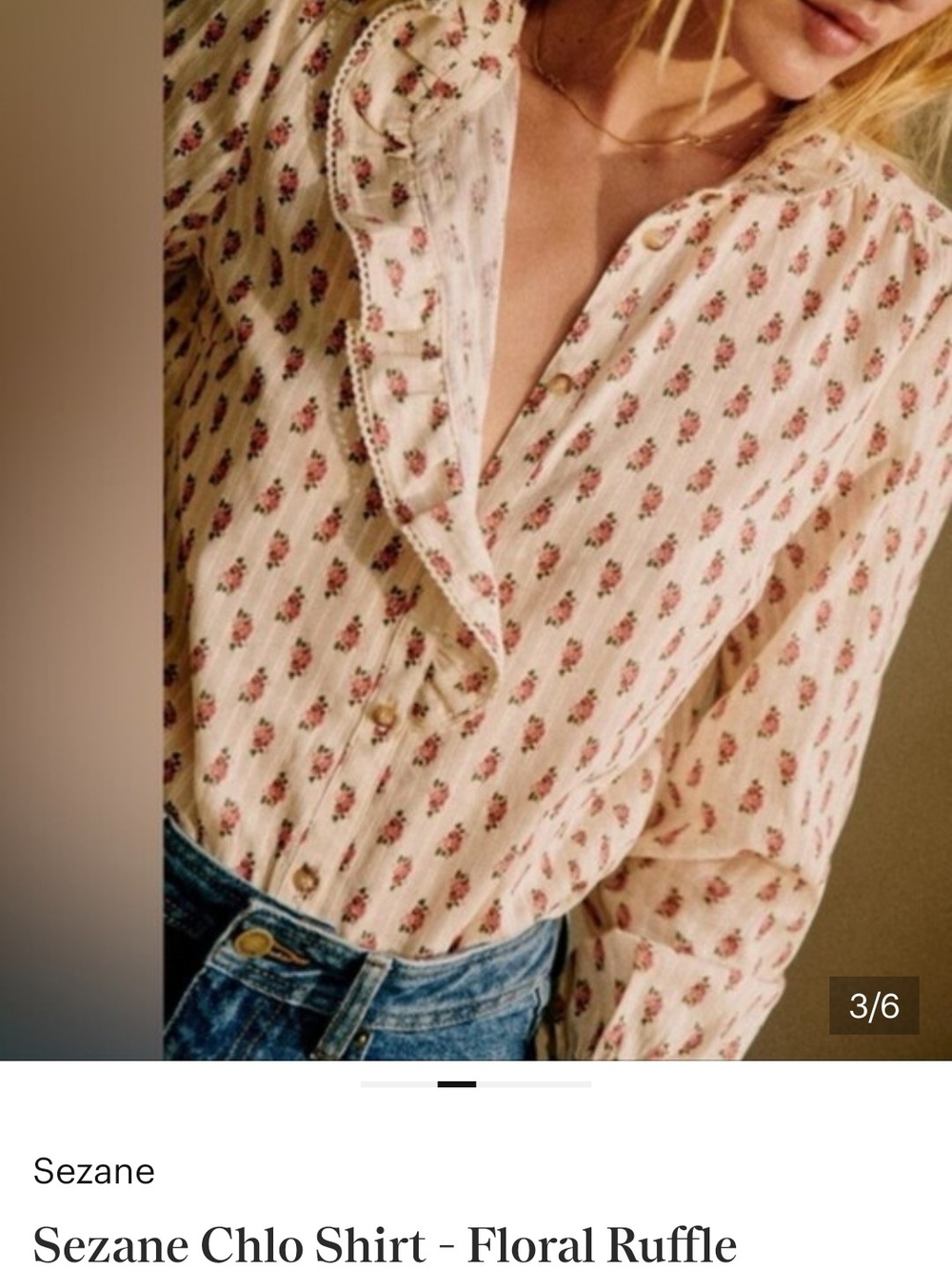 Sezane Chlo Rose Print Shirt